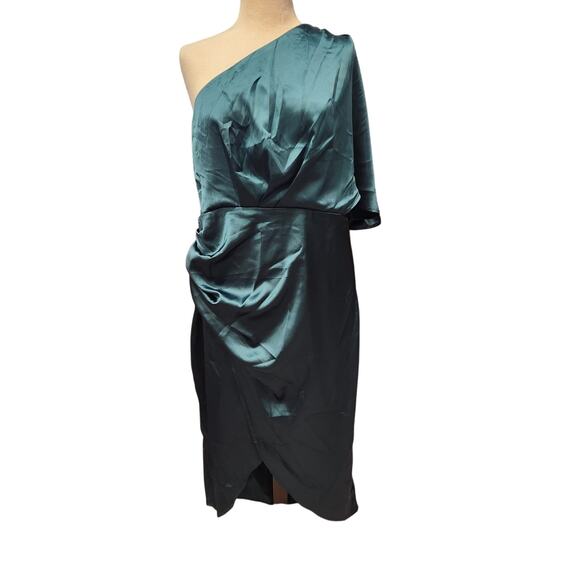 NWT Cupshe Emerald Off Shoulder Bell Sleeve Cross Over Midi Dress Size XL - Picture 1 of 5
